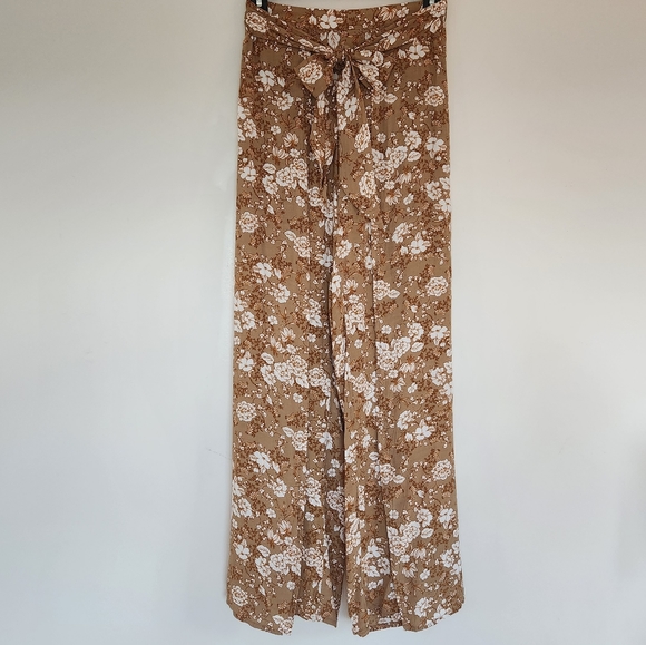 Faithfull the Brand Pants Etta Ditsy Floral Split Leg High Waist Wide Leg Small - Picture 4 of 15